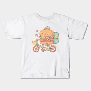 Fast Food Burger Bicycle Delivery Funny Kids T-Shirt